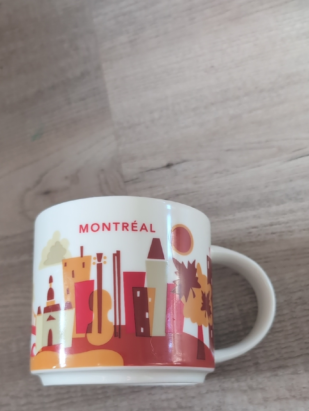 Starbucks Montreal Skyline Mug in Red and Orange